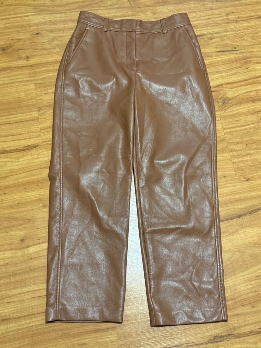 Babaton Faux Leather Pants in Taupe Brown